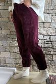 Nuk Stretch Velour Tapered Pant Burgundy /19=